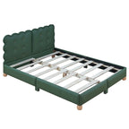 Queen Size Wood Frame Upholstered Platform Bed with Support Legs