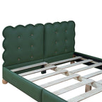 Queen Size Wood Frame Upholstered Platform Bed with Support Legs