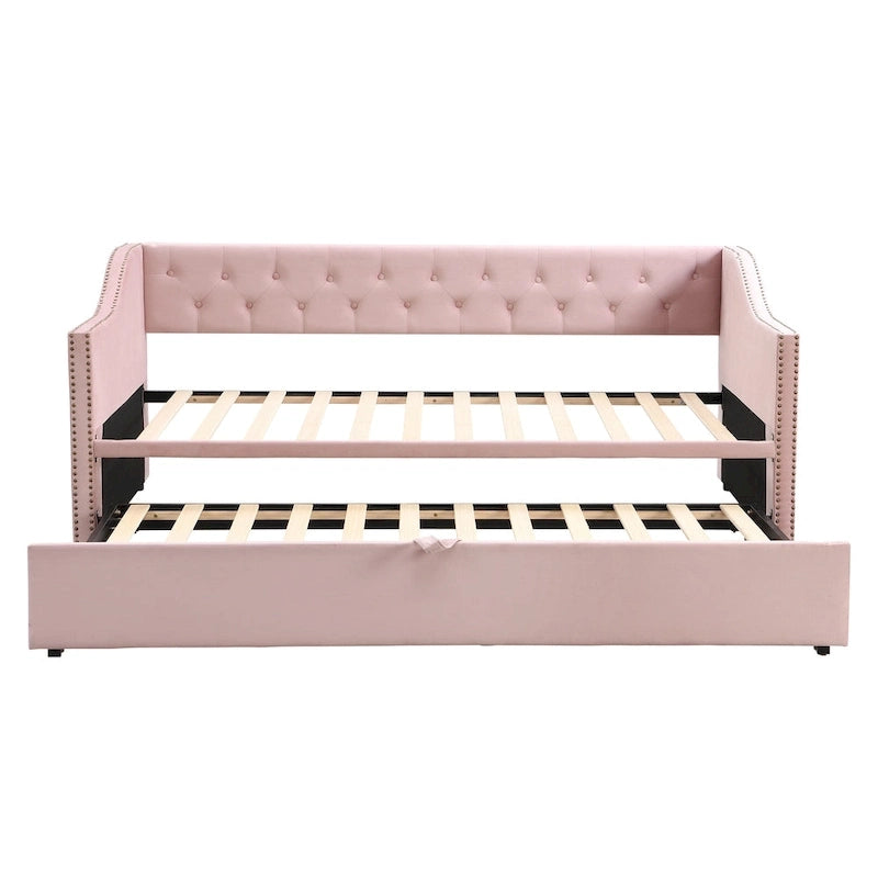 Twin Size Upholstered daybed with Pop Up Trundle