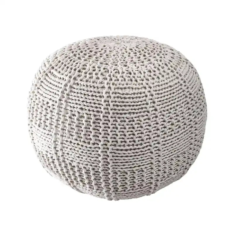 Nuloom Casual Knitted Cotton Basketweave Pouf
