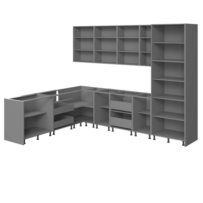 Kitchen Harmony Collection White Gloss & Gray Color Base Size 8x10Ft Wide - 126x96