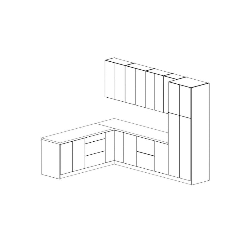 Kitchen Harmony Collection White Gloss & Gray Color Base Size 8x10Ft Wide - 126x96