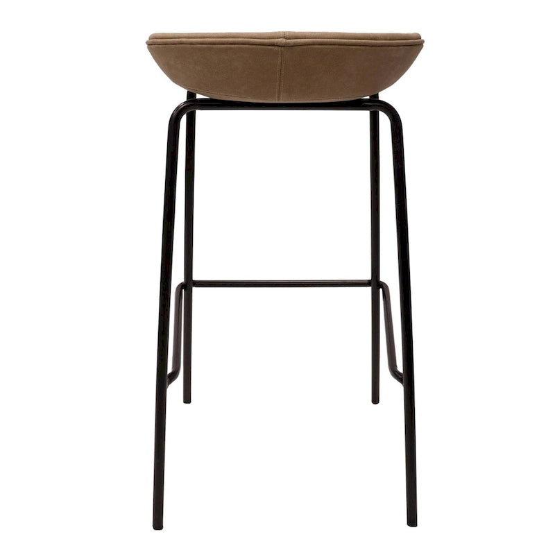 Leather Barstool with Powder-Coated Iron Frame Set of 2 Servos Series