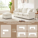 84*57 Modern Modular Sofa, 4 Seat Chenille Sectional Couch Set with 2 Pillows Included, Freely Combinable Indoor Funiture