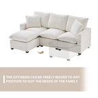 84*57 Modern Modular Sofa, 4 Seat Chenille Sectional Couch Set with 2 Pillows Included, Freely Combinable Indoor Funiture