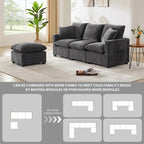 84*57 Modern Modular Sofa, 4 Seat Chenille Sectional Couch Set with 2 Pillows Included, Freely Combinable Indoor Funiture