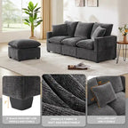 84*57 Modern Modular Sofa, 4 Seat Chenille Sectional Couch Set with 2 Pillows Included, Freely Combinable Indoor Funiture
