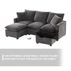 84*57 Modern Modular Sofa, 4 Seat Chenille Sectional Couch Set with 2 Pillows Included, Freely Combinable Indoor Funiture