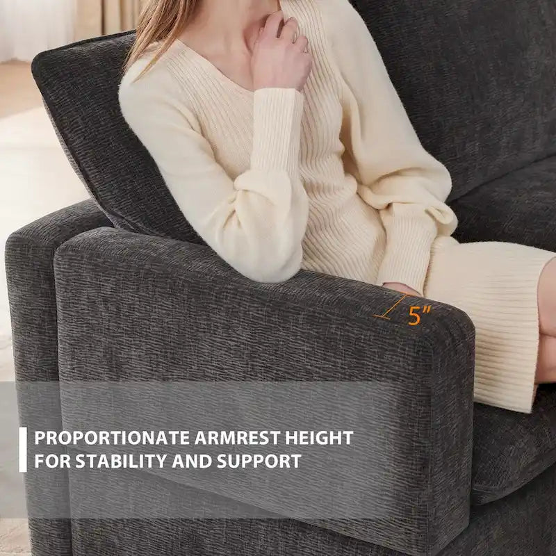 84*57 Modern Modular Sofa, 4 Seat Chenille Sectional Couch Set with 2 Pillows Included, Freely Combinable Indoor Funiture