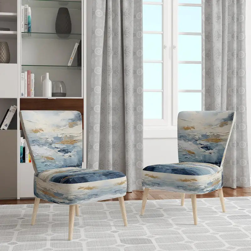 Designart Beach Scandinavian Solitude III Upholstered Abstract Accent Chair and Nautical & Coastal Arm Chair - Multiple Color