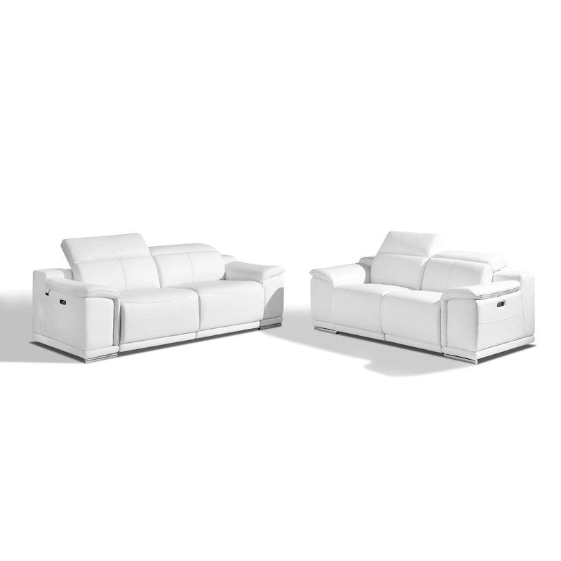 HomeRoots Two Piece Indoor White Italian Leather Five Person Seating Set