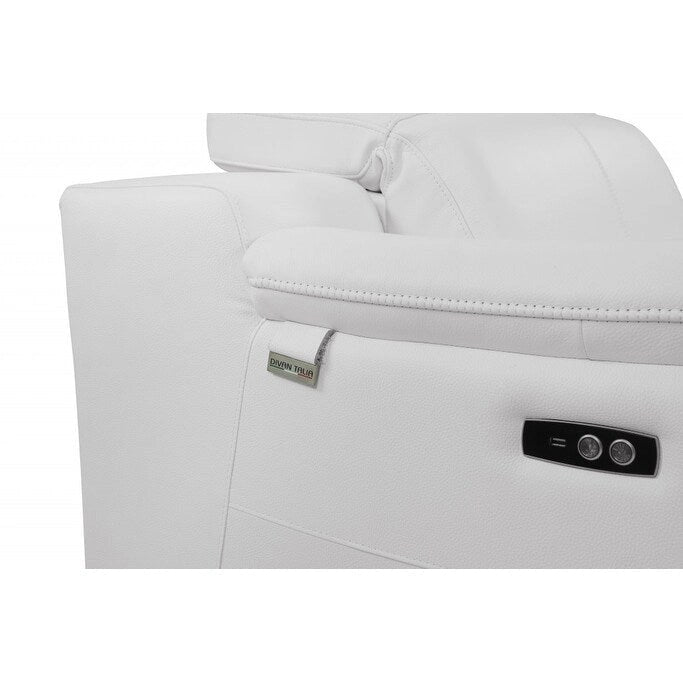 HomeRoots Two Piece Indoor White Italian Leather Five Person Seating Set