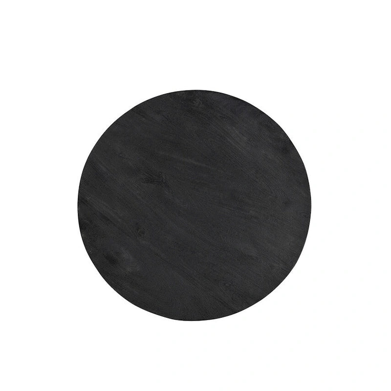 Timbergirl Black mango wood coffee table with gold drum base - 32