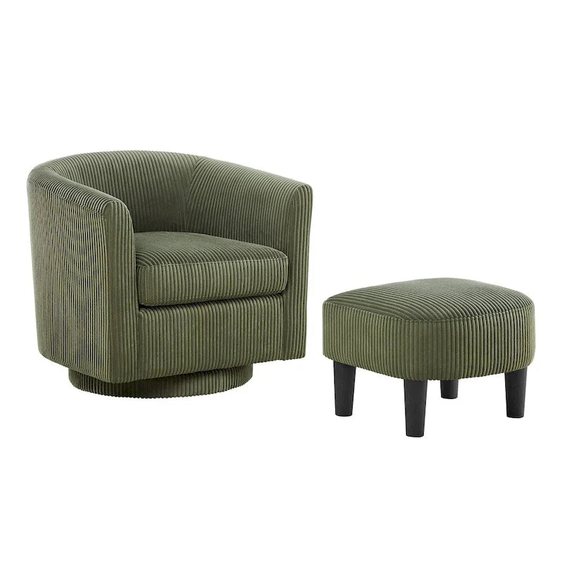 Swivel Accent Single Sofa Chair with Ottoman
