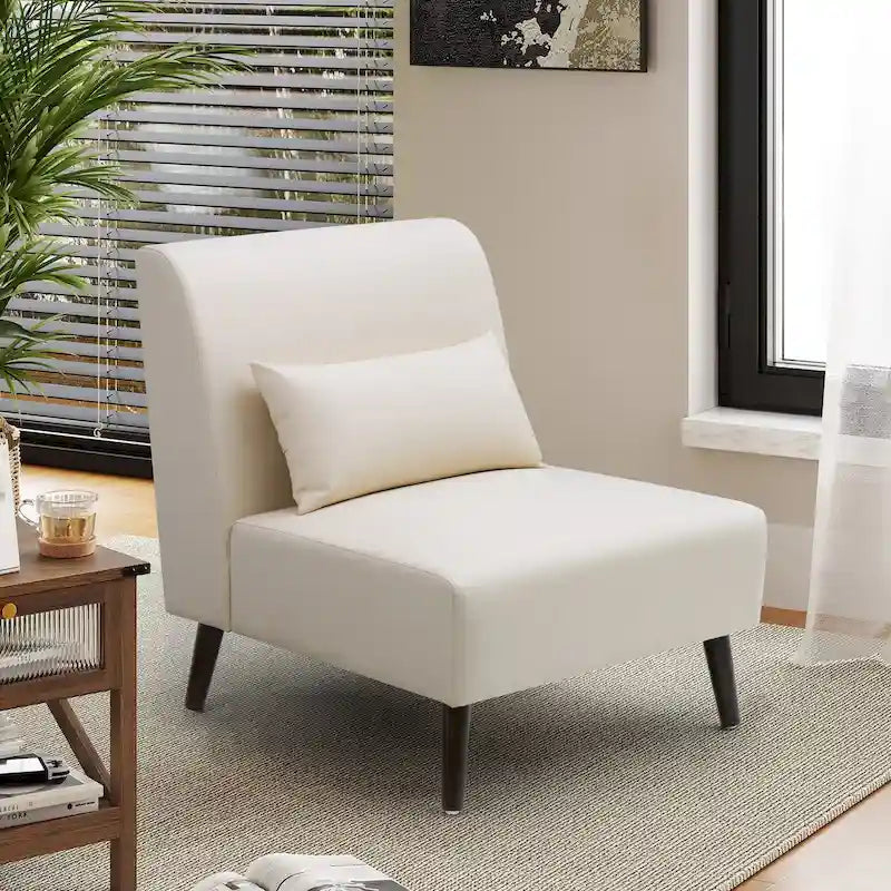 Accent Chair Upholstered Sofa Chair PU Faux Leather Wood Frame with Pillow - 28.74 W x 30.71 D x 31.50 H