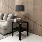 Set of 2, Glass two layer tea table, small round table, bedroom corner table, living room side table,Black