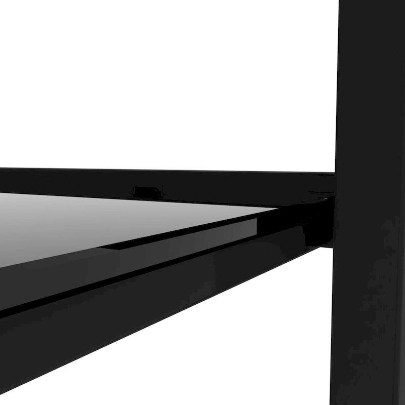 Set of 2, Glass two layer tea table, small round table, bedroom corner table, living room side table,Black