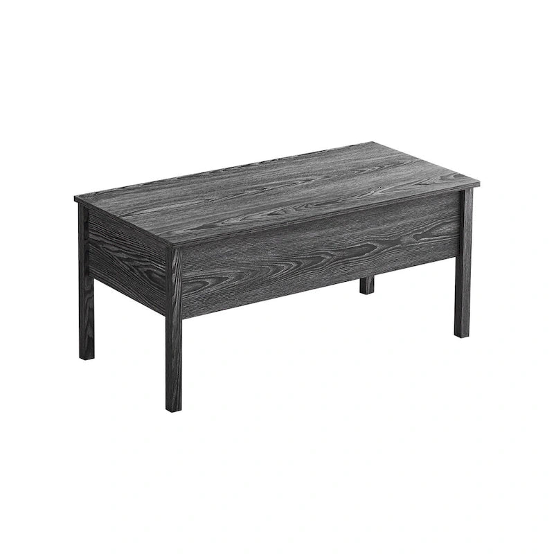 Modern Light Grey Woodgrain Lift Top Coffee Table Desk with Hidden Storage for Living Room