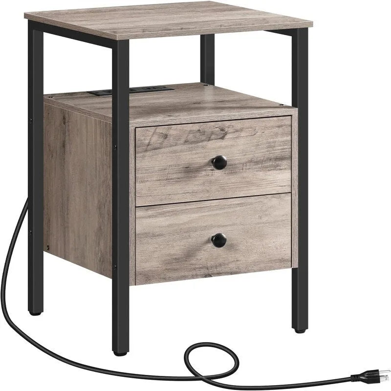 End Table with Charging Station - 15.7D x 15.7W x 24H