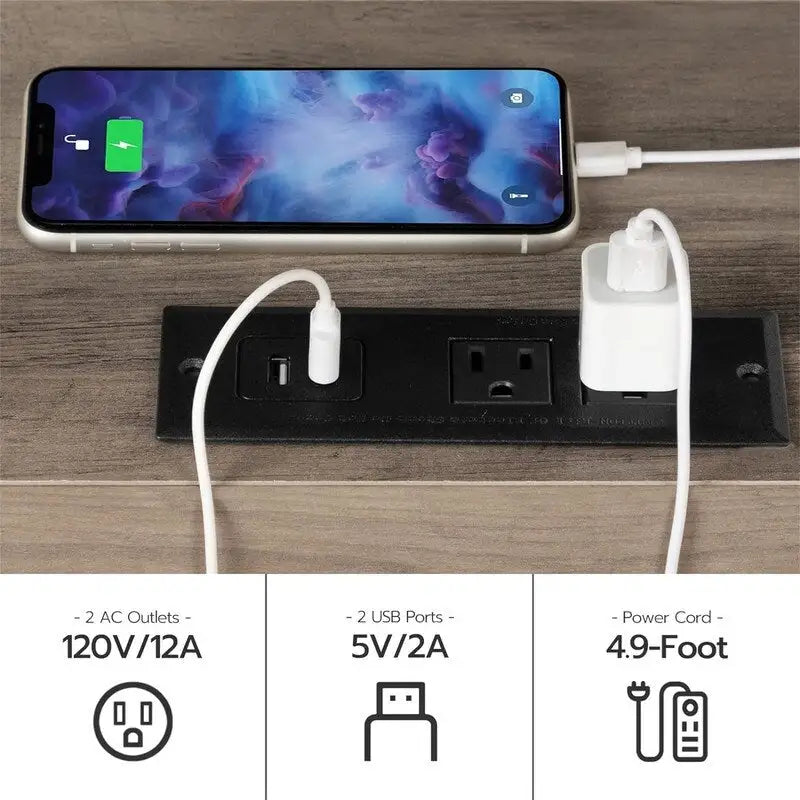 End Table with Charging Station - 15.7D x 15.7W x 24H