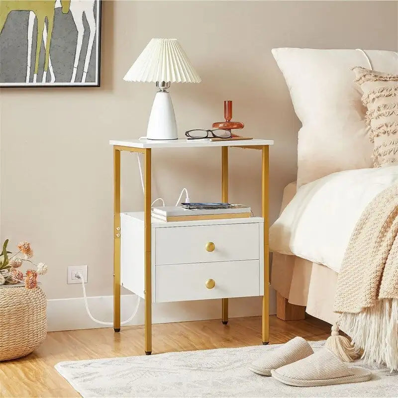 End Table with Charging Station - 15.7D x 15.7W x 24H