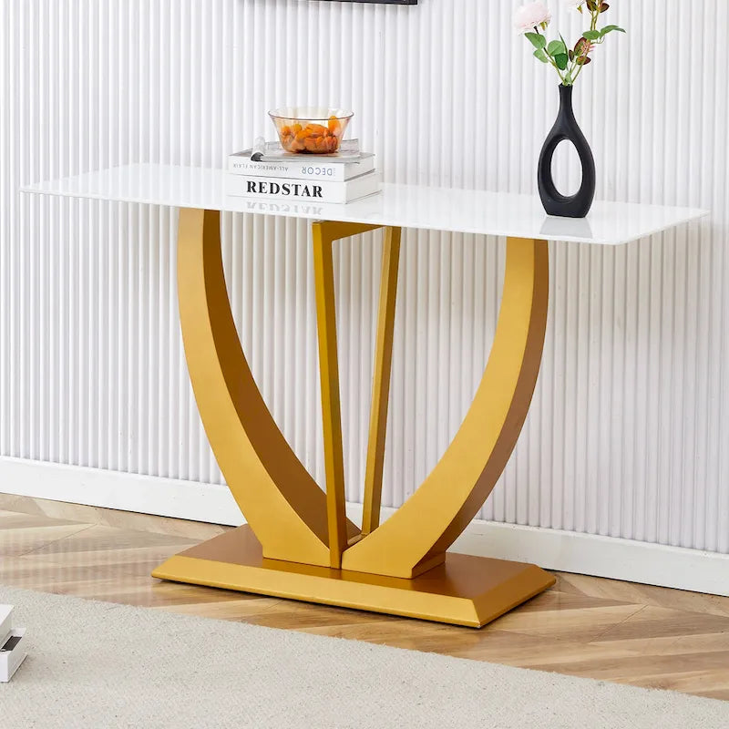 Modern and simple rectangular glass console table