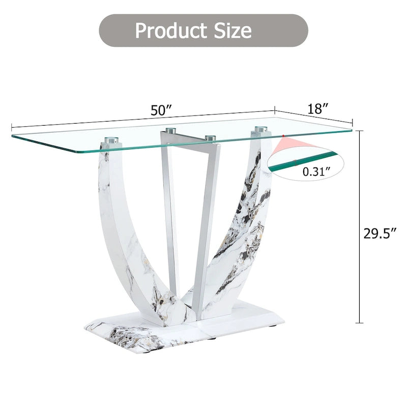 Modern and simple rectangular glass console table