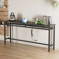 Javlergo Console Table with with Charging Station & USB Ports, Charcoal Gray
