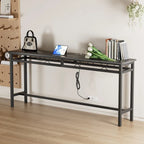Javlergo Console Table with with Charging Station & USB Ports, Charcoal Gray