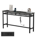 Javlergo Console Table with with Charging Station & USB Ports, Charcoal Gray