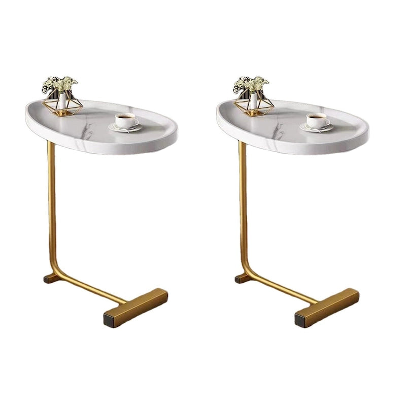 2 PCS White C-shaped Side Table, End Table, Side Table for Couch and Bed
