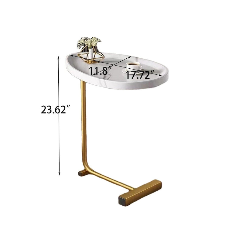 2 PCS White C-shaped Side Table, End Table, Side Table for Couch and Bed