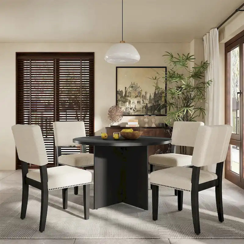 Modern 5-Piece Round Dining Table Set