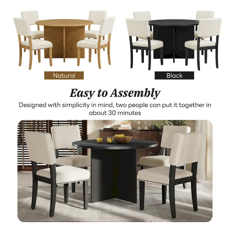 Modern 5-Piece Round Dining Table Set