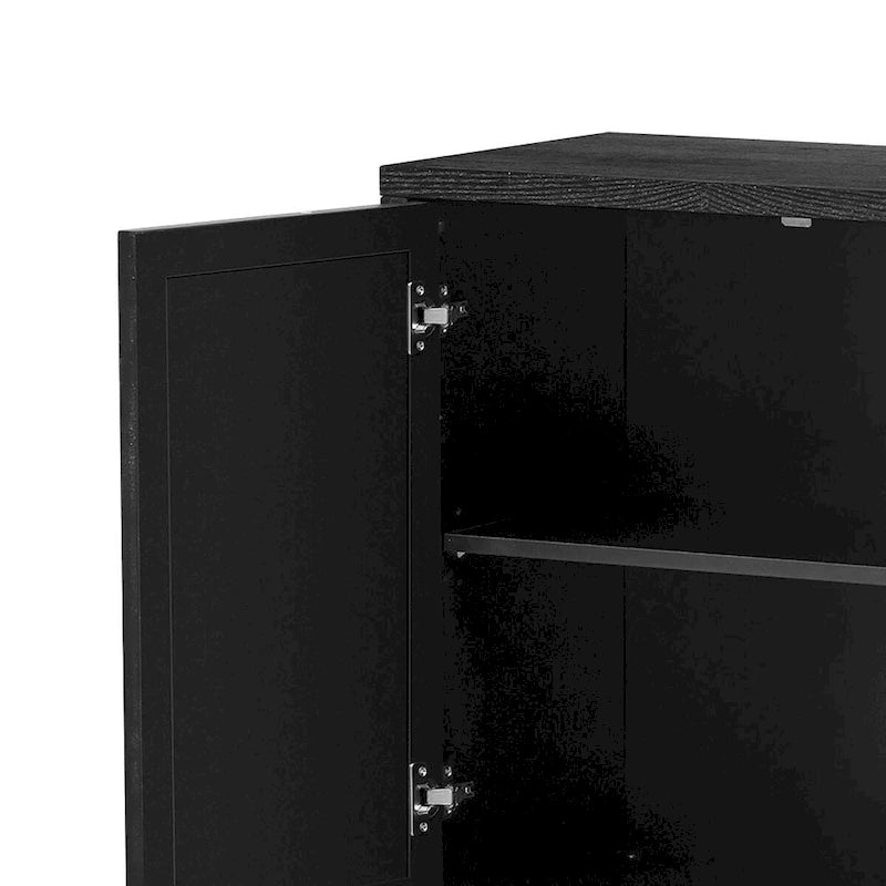 Modern Elegant Wooden Sideboard with Three Mirrored Cabinets Doors