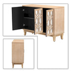 Modern Elegant Wooden Sideboard with Three Mirrored Cabinets Doors