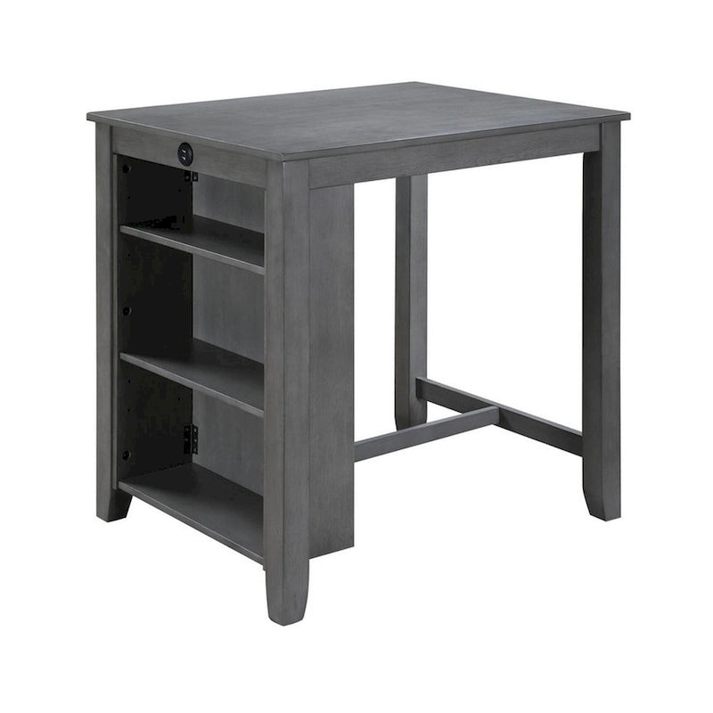 Ham 36 Inch Counter Height Small Dining Table with Shelves, USB Port, Gray