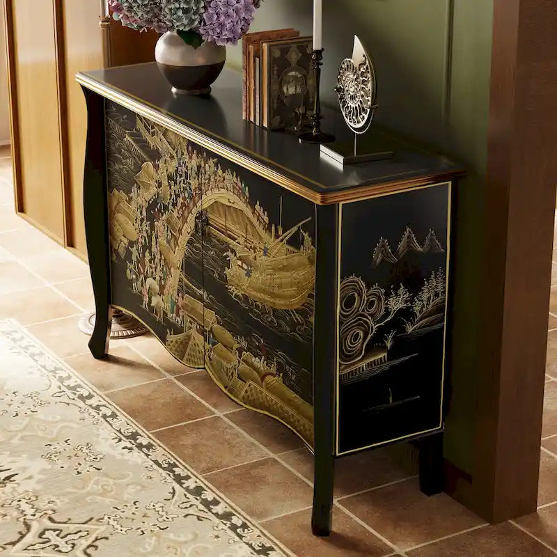 51.18 Sideboard Pure handcrafted vintage painted double sliding door partition storage entryway decorative cabinet