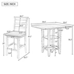 5 Piece Counter Height Square Dining Table Set with 4 Chairs