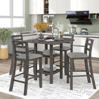 5 Piece Counter Height Square Dining Table Set with 4 Chairs