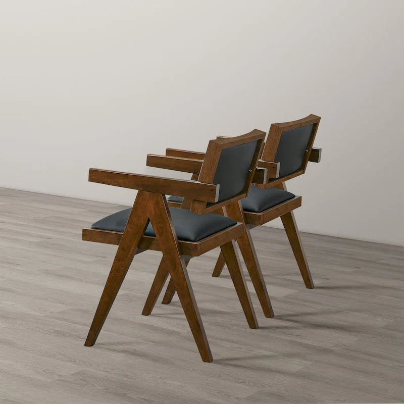 Sandy Contemporary Dining Chairs in Black Vegan Leather ( Set of 2)