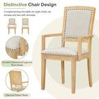 Rustic Extendable Dining Table Set with 24inch Removable Leaf, 6 Upholstered Armless Dining Chairs and 2 Padded Arm Chairs