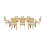 Rustic Extendable Dining Table Set with 24inch Removable Leaf, 6 Upholstered Armless Dining Chairs and 2 Padded Arm Chairs