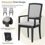 Rustic Extendable Dining Table Set with 24inch Removable Leaf, 6 Upholstered Armless Dining Chairs and 2 Padded Arm Chairs