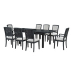 Rustic Extendable Dining Table Set with 24inch Removable Leaf, 6 Upholstered Armless Dining Chairs and 2 Padded Arm Chairs
