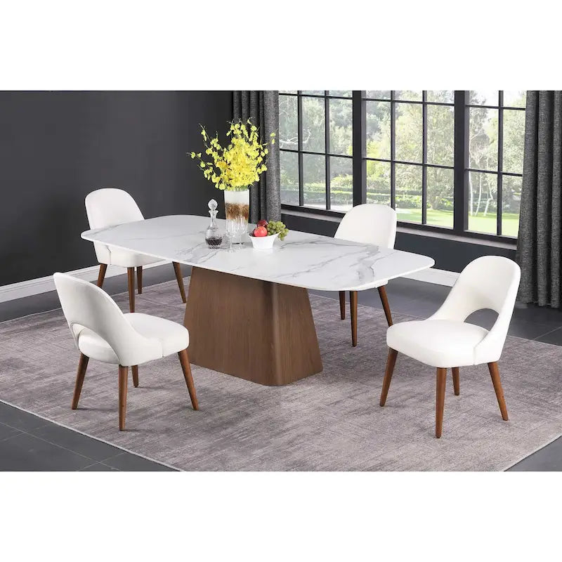 Somette Kenny Modern Marbleized Sintered Stone Dining Set