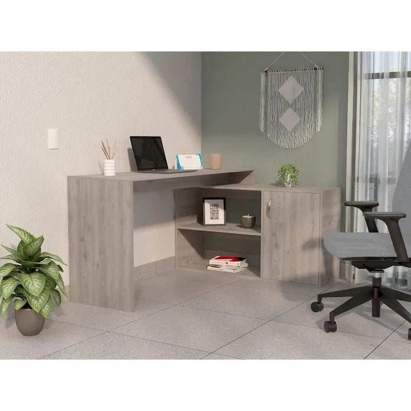 Lyncliff 1-Drawer 2-Shelf L-Shaped Office Desk Smokey OakHigh quality and durable