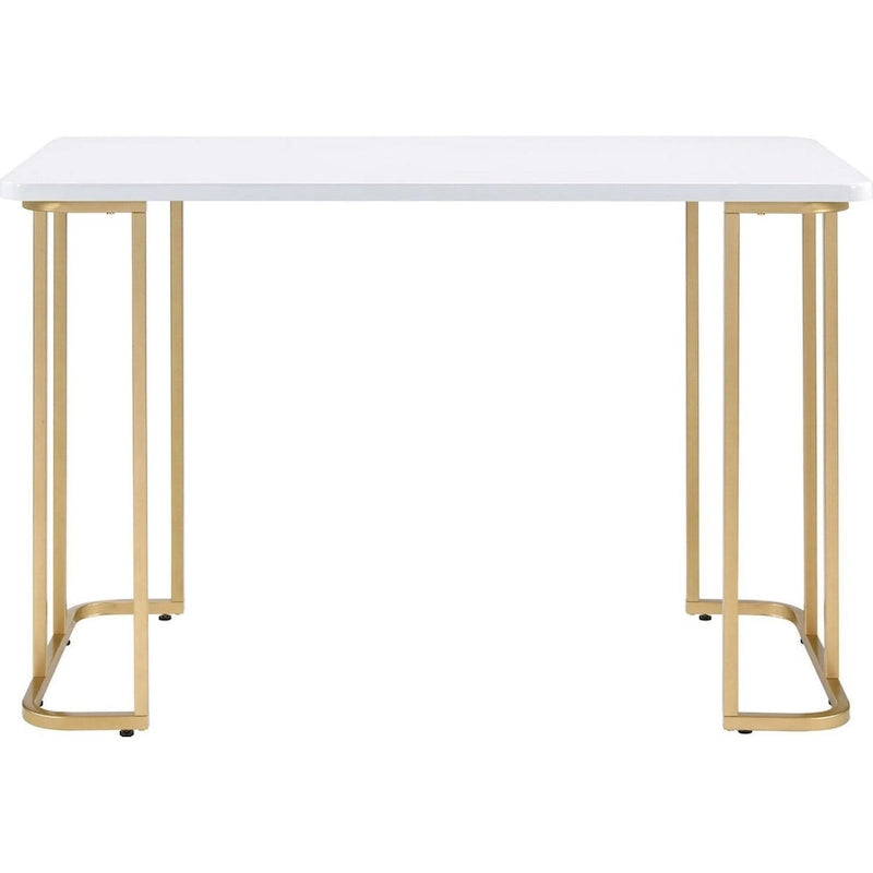 Writing Desk with Metal Curved Sled Base and Floor Protectors, White