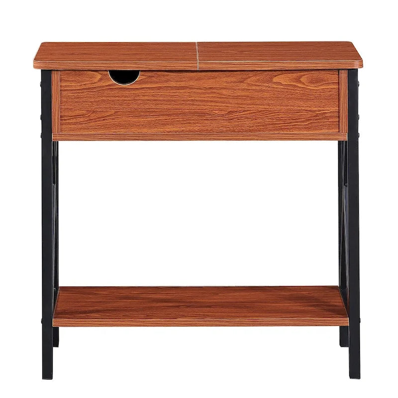 Ledel Flip Top End Table Side Table with Storage Shelf