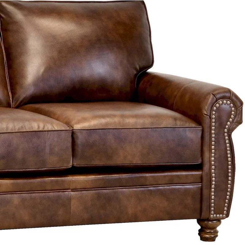 Cabot Brown Top Grain Leather Sofa
